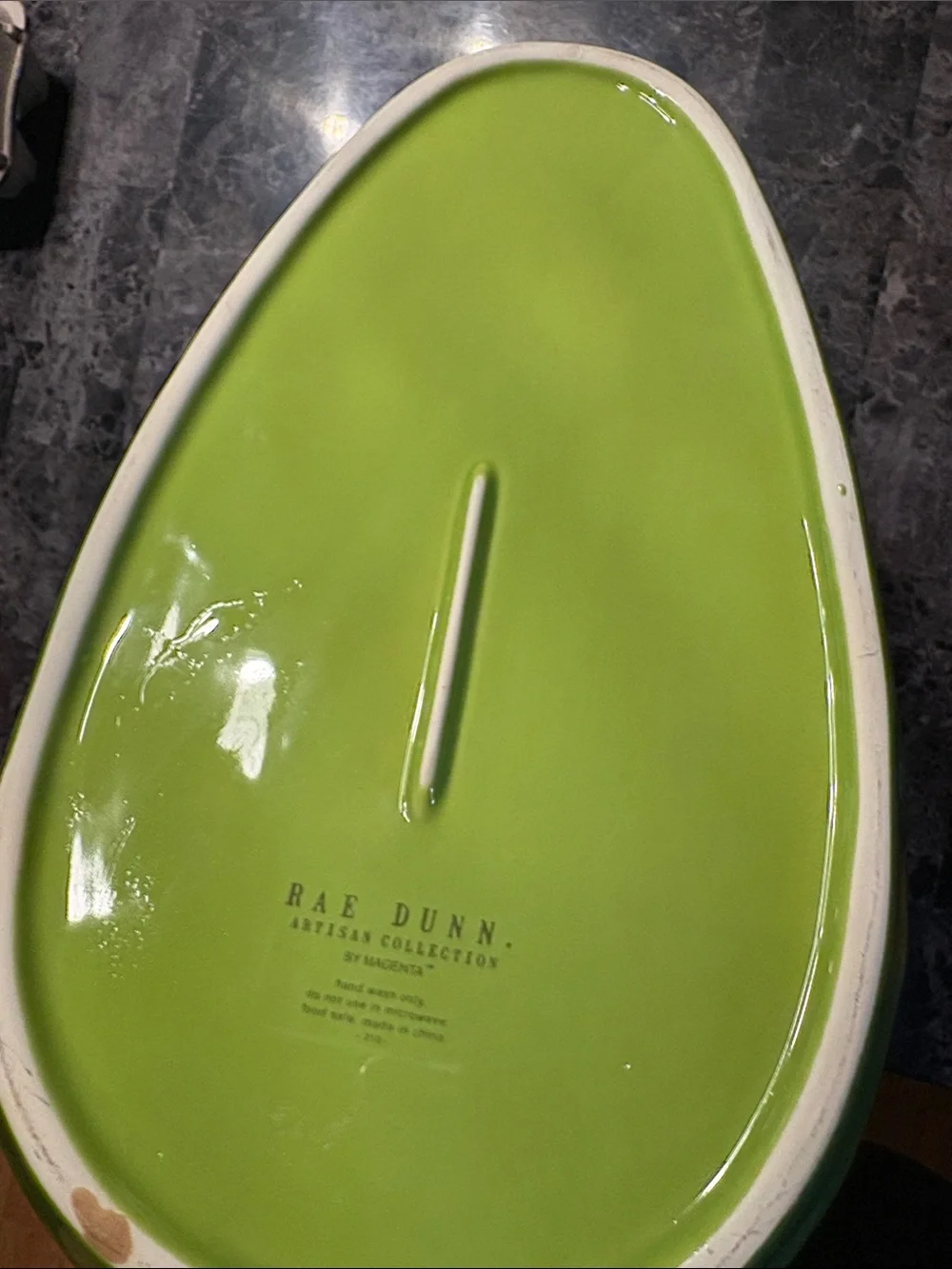 Rae Dunn Lime Green 'Chips N' Dip' Tray with Brown Dip Bowl